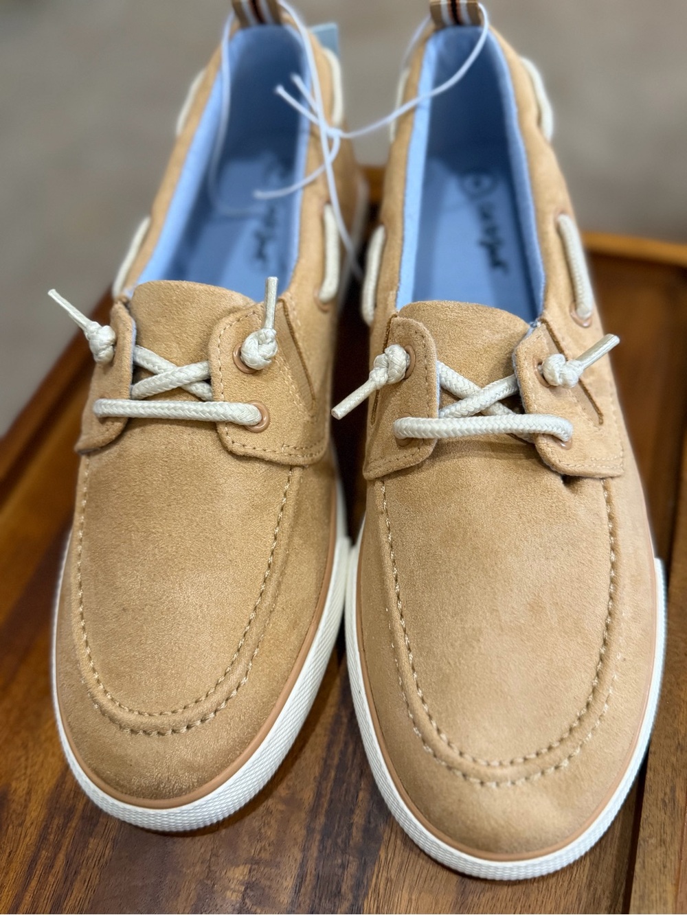 Cat & Jack Tan faux Suede Boat Shoes with Cream Laces